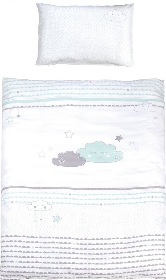 Bílé bavlněné dětské povlečení do postýlky 100x135 cm Happy Cloud – Roba Roba