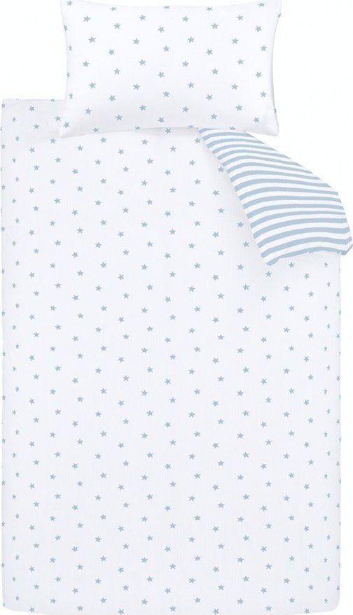 Bílé/modré bavlněné dětské povlečení do postýlky 120x150 cm Mini Star & Stripes – Bianca Bianca