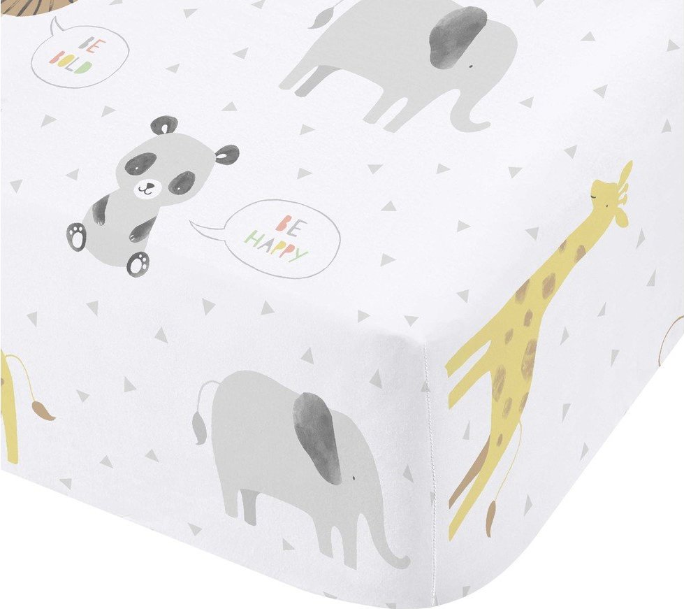 Bílé napínací dětské prostěradlo do postýlky 70x140 cm Roarsome Animals – Catherine Lansfield Catherine Lansfield