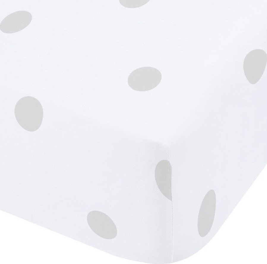 Bílé/šedé napínací flanelové prostěradlo 90x190 cm Polka Dot – Catherine Lansfield Catherine Lansfield