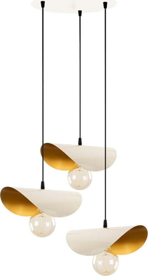 Bílé/ve zlaté barvě závěsné svítidlo s kovovým stínidlem Sivani – Opviq lights Opviq lights