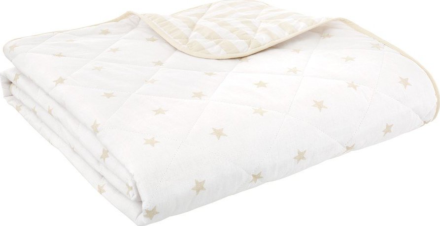 Bílý/béžový bavlněný prošívaný dětský přehoz 135x190 cm Mini Star & Stripes – Bianca Bianca
