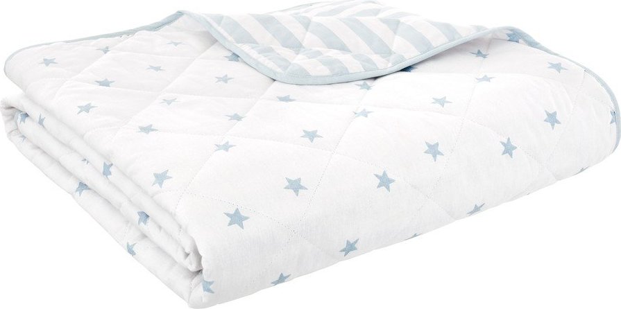 Bílý/modrý bavlněný prošívaný dětský přehoz 135x190 cm Mini Star & Stripes – Bianca Bianca