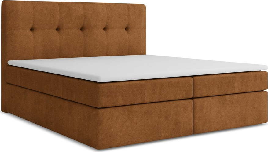 Boxspring postel s úložným prostorem 140x200 cm v terakotové barvě Palta – Makamii Makamii