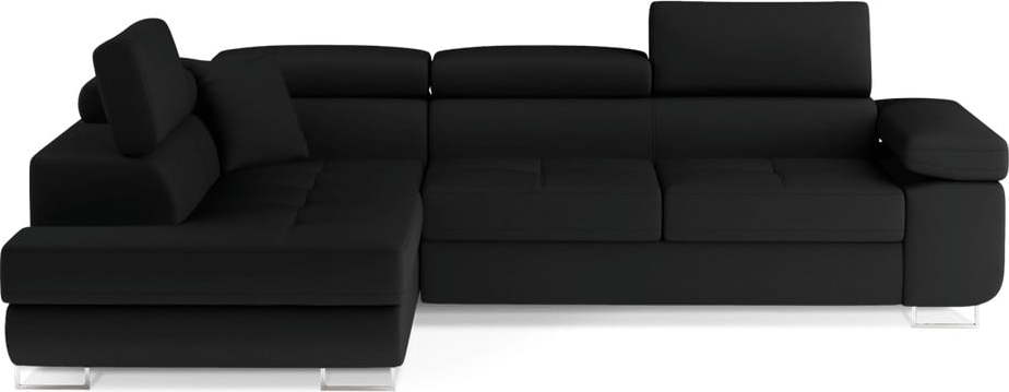 Černá rozkládací/s úložným prostorem rohová pohovka (levý roh/do L) Anton – ELTAP ELTAP