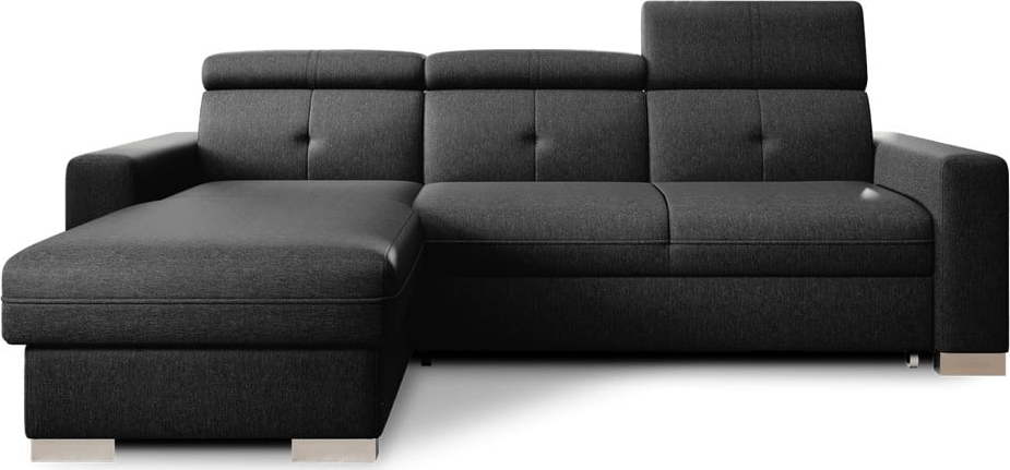 Černá rozkládací/s úložným prostorem rohová pohovka (levý roh/s lenoškou) Fresia – ELTAP ELTAP