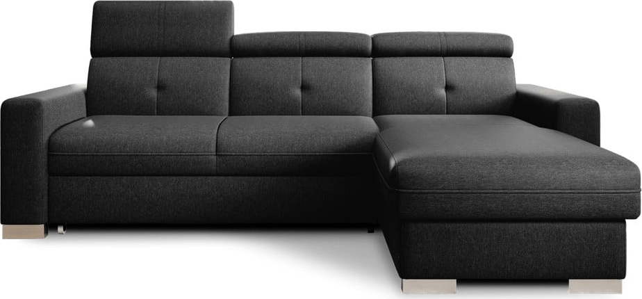 Černá rozkládací/s úložným prostorem rohová pohovka (pravý roh/s lenoškou) Fresia – ELTAP ELTAP