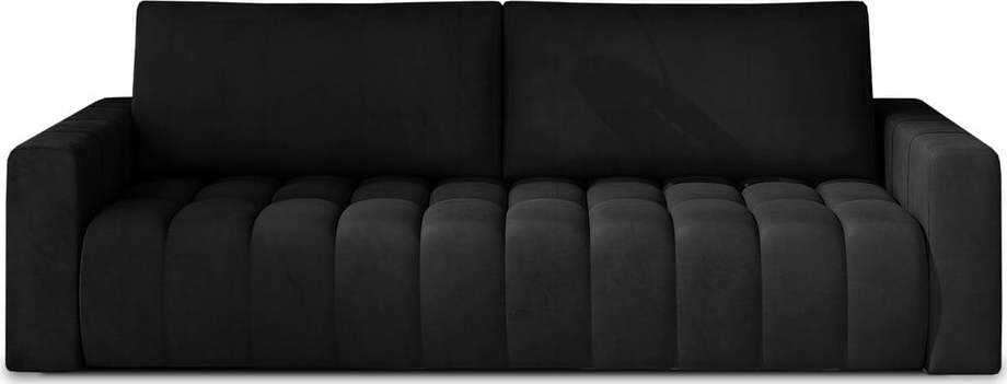 Černá sametová rozkládací/s úložným prostorem pohovka 247 cm Lazaro – ELTAP ELTAP