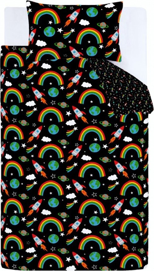 Černé dětské povlečení do postýlky 120x150 cm Rainbow Rockets – Catherine Lansfield Catherine Lansfield