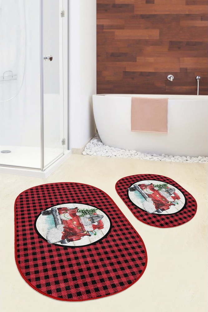 Červené/černé koupelnové předložky v sadě 2 ks 60x100 cm Full Ride – Mila Home Mila Home