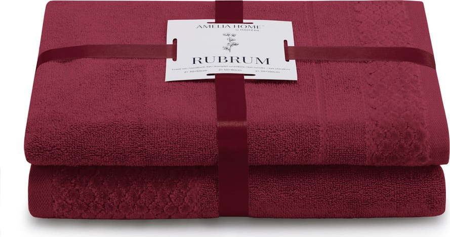 Červené froté bavlněné ručníky a osušky v sadě 2 ks Rubrum – Restilo Restilo