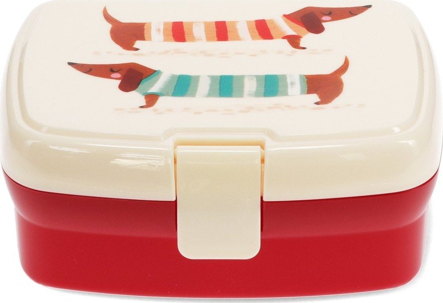 Červený/krémový dětský svačinový box Sausage Dog – Rex London Rex London
