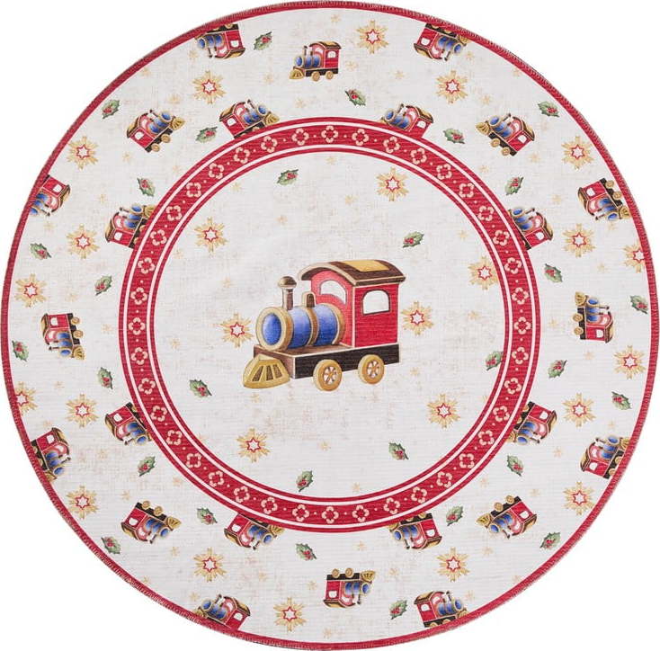 Červený kulatý koberec s vánočním motivem ø 160 cm Toy's Delight Train – Villeroy&Boch Villeroy & boch