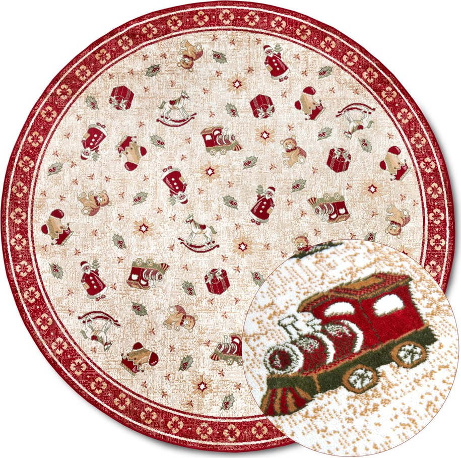 Červený kulatý koberec s vánočním motivem s příměsí bavlny ø 160 cm Toy's Delight Red Christmas – Villeroy&Boch Villeroy & boch