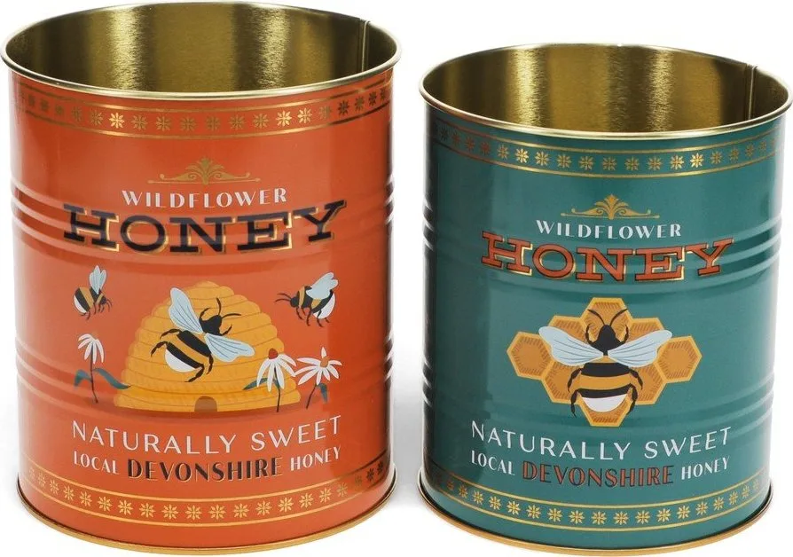 Dekorativní cínové úložné boxy v sadě 2 ks ø 11x13 cm Honey – Rex London