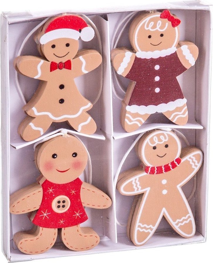 Dřevěné vánoční ozdoby v sadě 8 ks 6 cm Gingerbread – Casa Selección Casa Selección