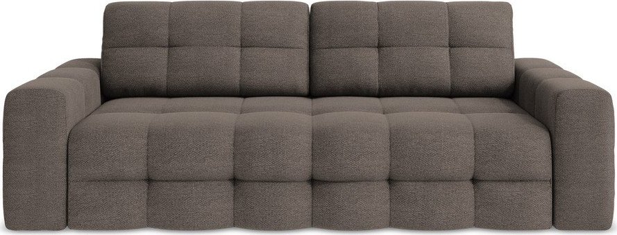 Hnědá rozkládací pohovka z textilie bouclé 255 cm Milu – Makamii Makamii