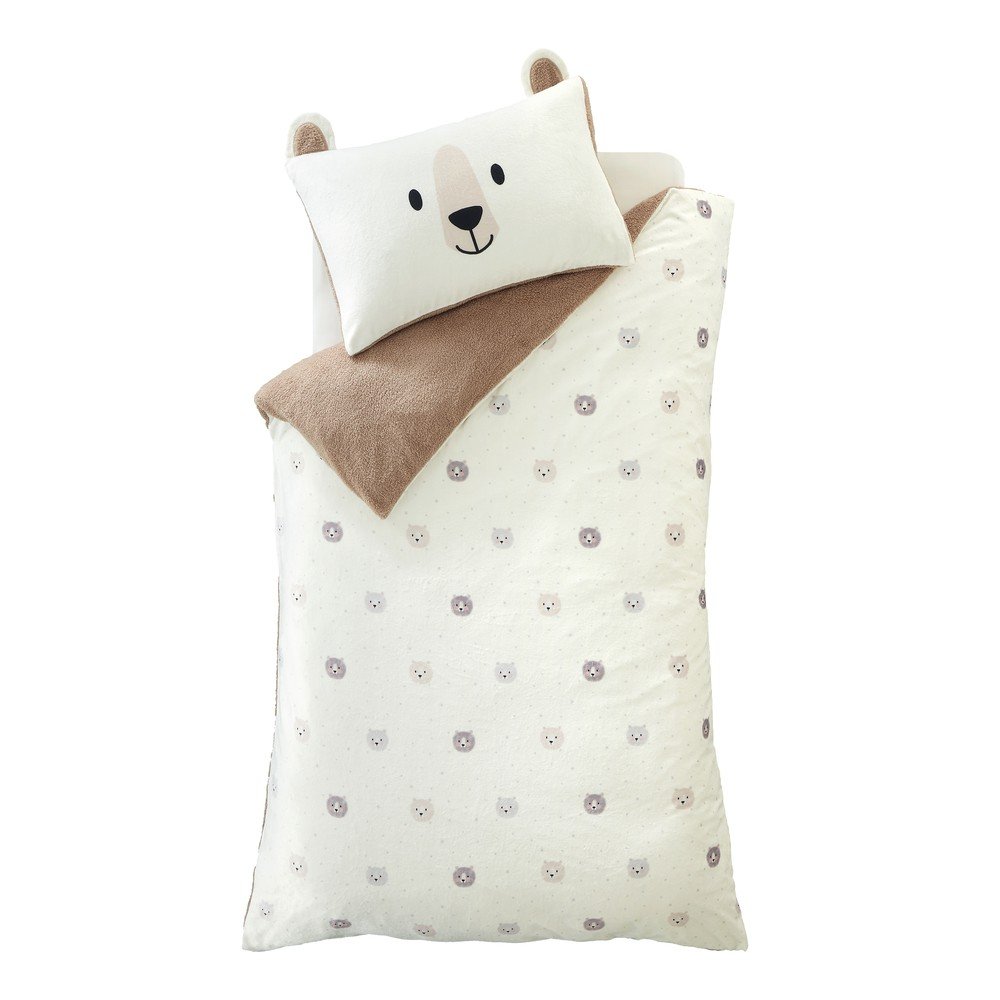 Hnědé/krémové dětské povlečení na jednolůžko z mikroplyše 135x200 cm Cosy Bear – Catherine Lansfield Catherine Lansfield