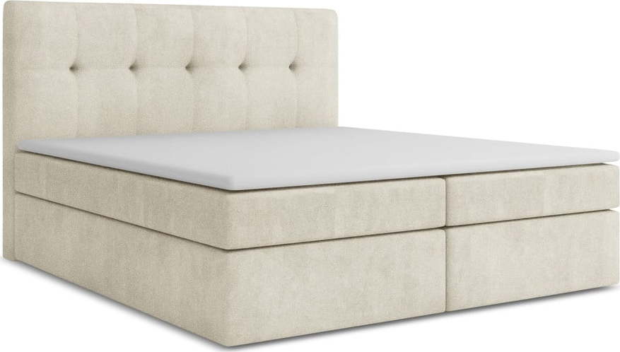 Krémová boxspring postel s úložným prostorem 160x200 cm Palta – Makamii Makamii