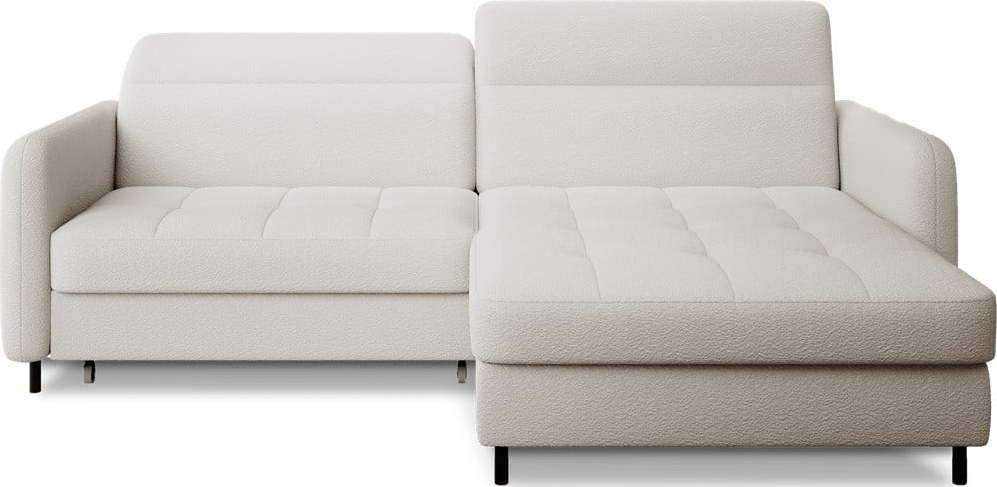 Krémová rozkládací/s úložným prostorem rohová pohovka z textilie bouclé (pravý roh/s lenoškou) Gomsi – ELTAP ELTAP