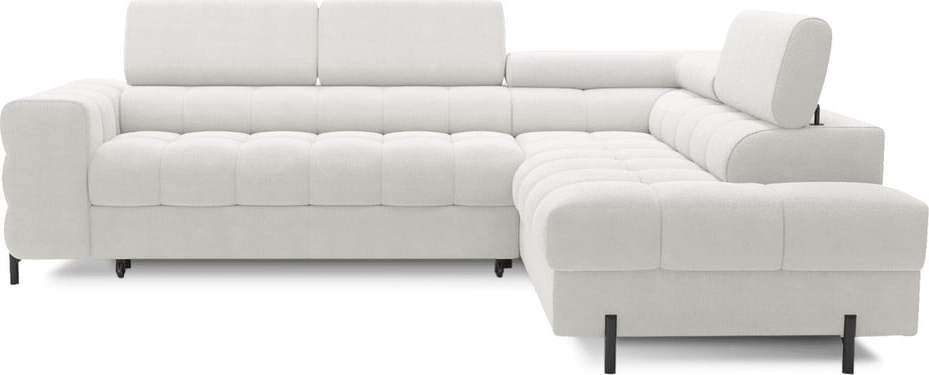 Krémová žinylková rozkládací/s úložným prostorem rohová pohovka (pravý roh/do L) Ferucce – ELTAP ELTAP