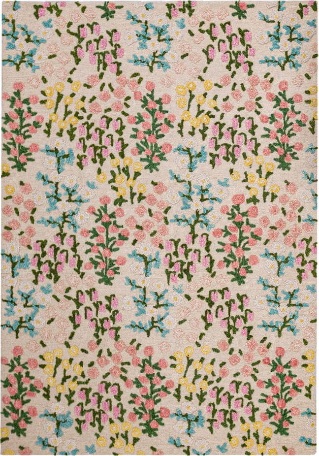 Krémový ručně tkaný vlněný koberec 160x230 cm Emilia Floral – Flair Rugs Flair Rugs