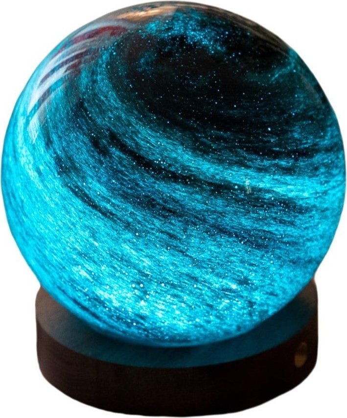 LED stolní lampa v tmavě přírodní barvě se skleněným stínidlem (výška 9 cm) Stellar Ocean – Gingko Gingko