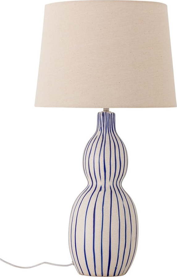 Modrá/krémová stolní lampa s textilním stínidlem (výška 68