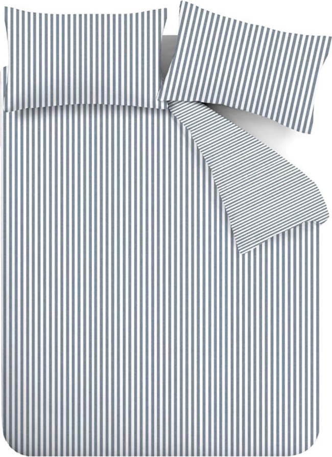 Modré flanelové povlečení na dvoulůžko/prodloužené 230x220 cm Stripe – Catherine Lansfield Catherine Lansfield