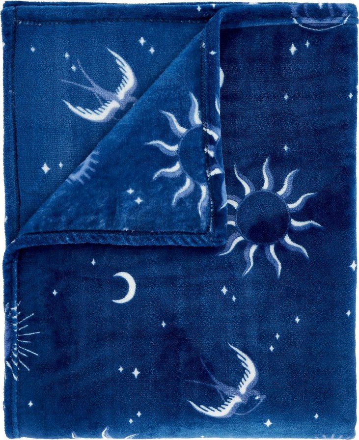 Modrý přehoz z mikroplyše 200x240 cm Astrology – Sassy B Sassy B