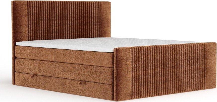 Oranžová boxspring postel s úložným prostorem 180x200 cm Bergamo – Maison de Rêve Maison de Reve