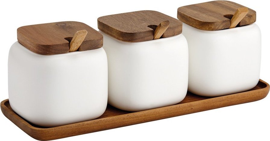 Porcelánové dózy v sadě 3 ks na cukr/na sůl Essentials – Ladelle Ladelle