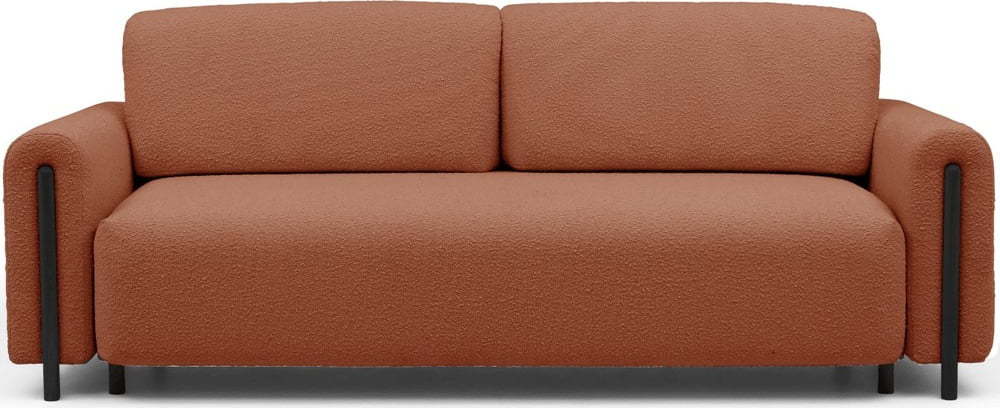 Rozkládací/s úložným prostorem pohovka z textilie bouclé v terakotové barvě 244 cm Arcadova – ELTAP ELTAP