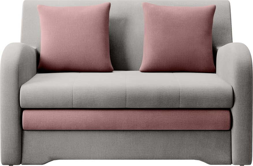 Růžová/světle šedá sametová rozkládací pohovka 130 cm Ario – ELTAP ELTAP