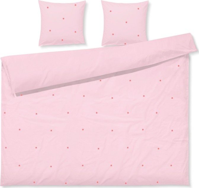 Růžové povlečení na dvoulůžko/prodloužené z bavlněného perkálu 200x220 cm Daisy – JUNA Juna
