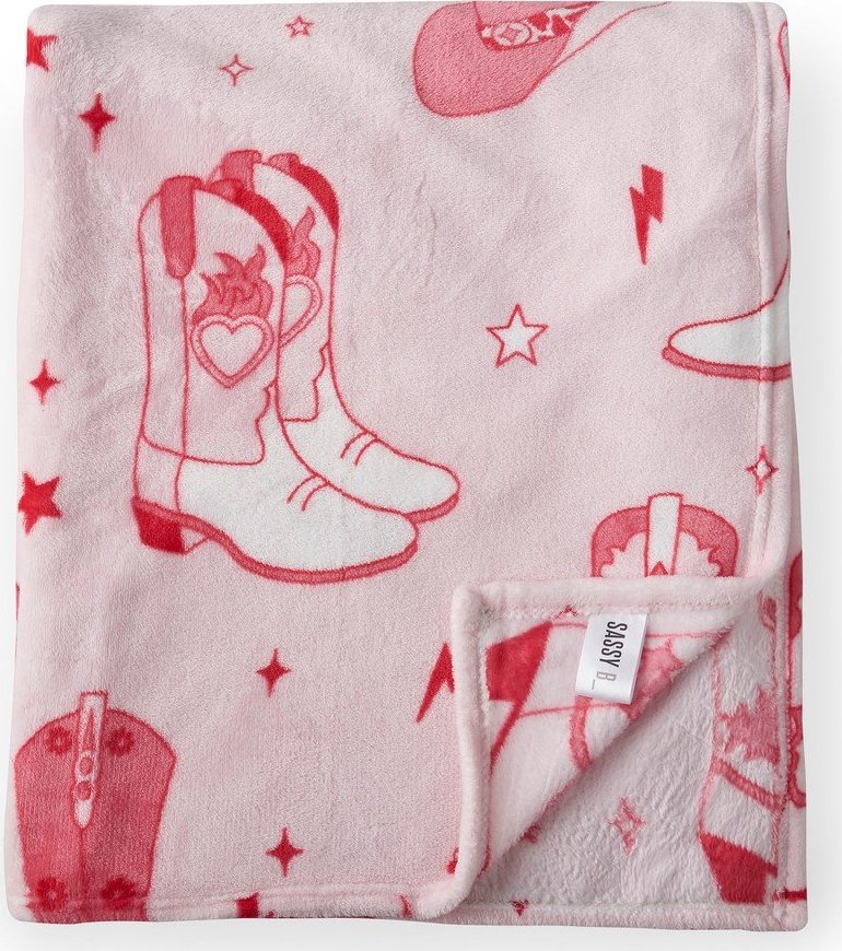 Růžový přehoz z mikroplyše 200x240 cm Cowgirl Boot – Sassy B Sassy B