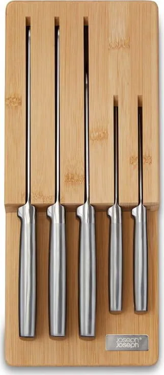 Sada nožů se stojanem 5 ks z nerezové oceli Elevate Bamboo – Joseph Joseph
