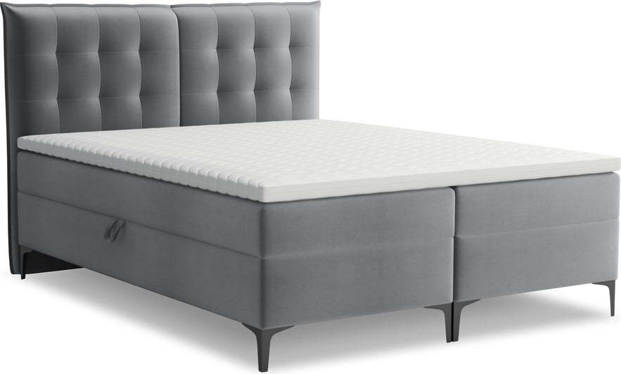 Šedá boxspring postel s úložným prostorem 180x200 cm Mikana – Makamii Makamii