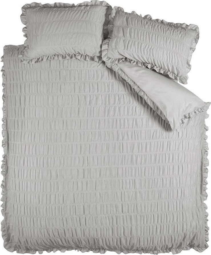 Šedé krepové povlečení na dvoulůžko/prodloužené 230x220 cm Seersucker Frill – Catherine Lansfield Catherine Lansfield