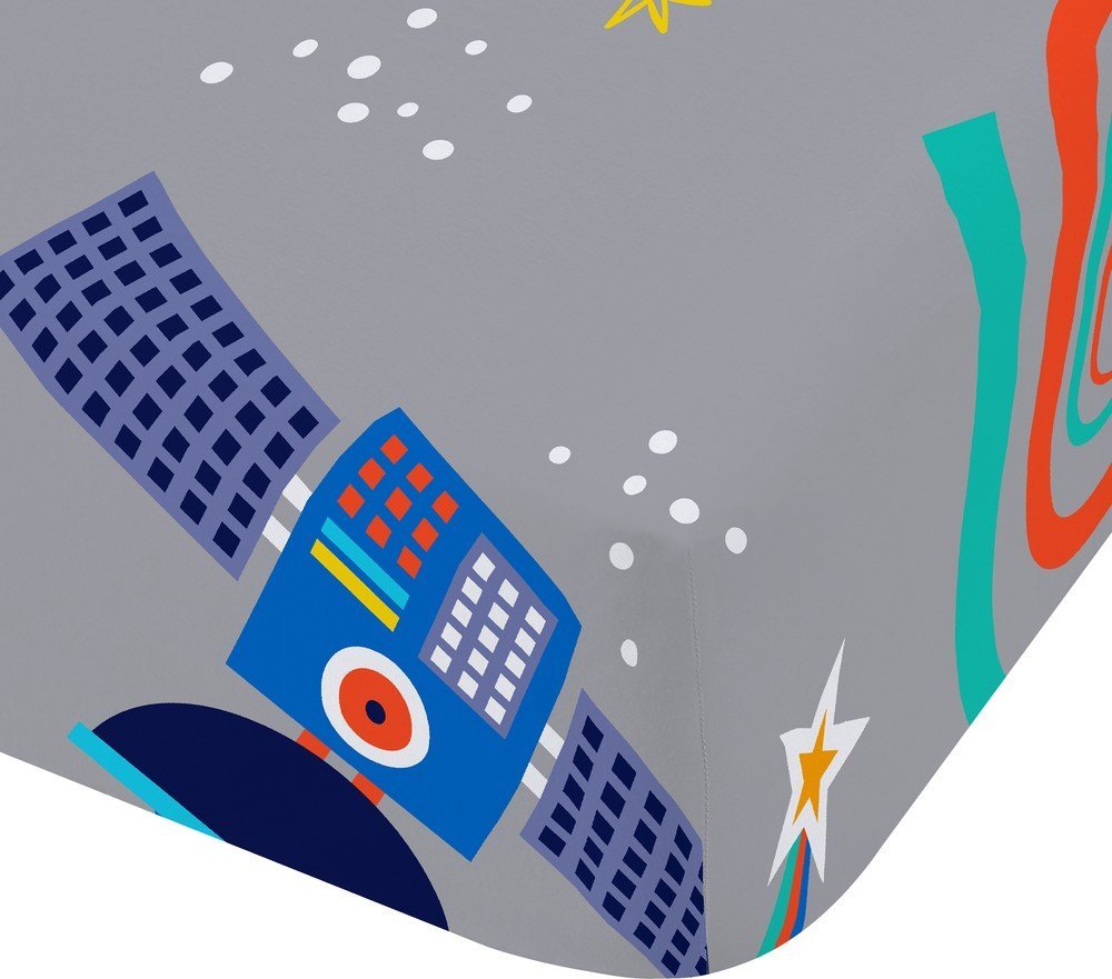 Šedé napínací dětské prostěradlo na jednolůžko 90x190 cm Lost In Space – Catherine Lansfield Catherine Lansfield