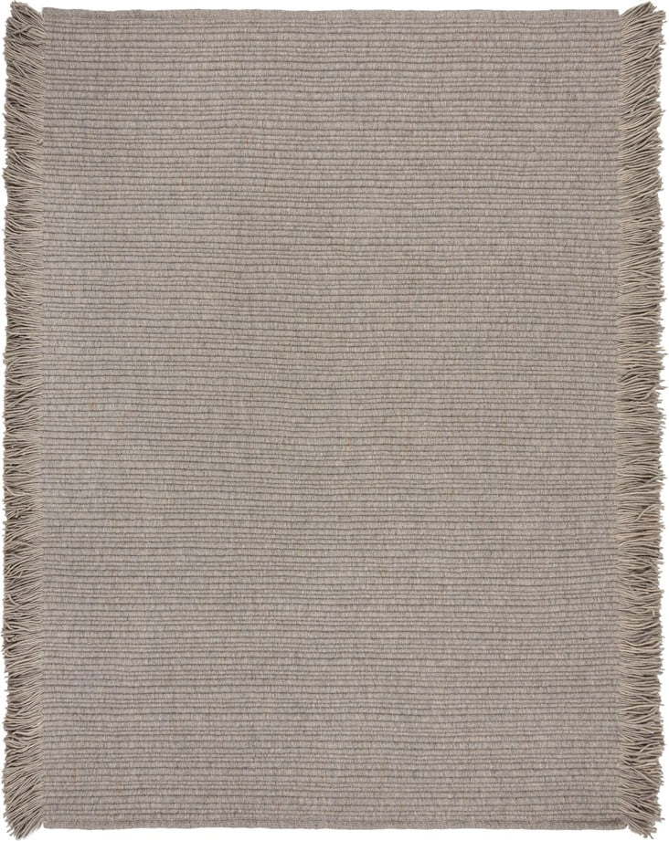 Šedý ručně tkaný koberec s příměsí vlny 120x170 cm Rene Fringed Ribbed – Flair Rugs Flair Rugs