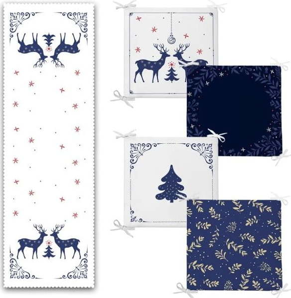 Set podsedáků a běhounu 5 ks Blue Christmas – Mila Home Mila Home