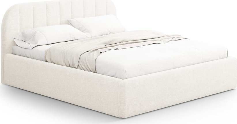 Slonovinová čalouněná dvoulůžková postel s úložným prostorem s roštem 180x200 cm Juno – Windsor & Co Sofas Windsor & Co Sofas
