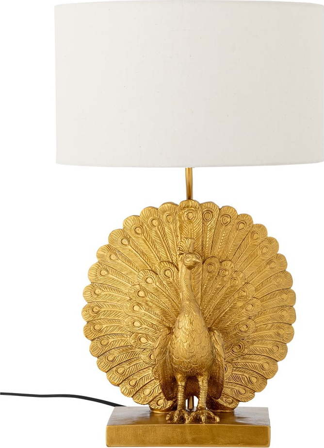 Stolní lampa ve zlaté barvě s textilním stínidlem (výška 58