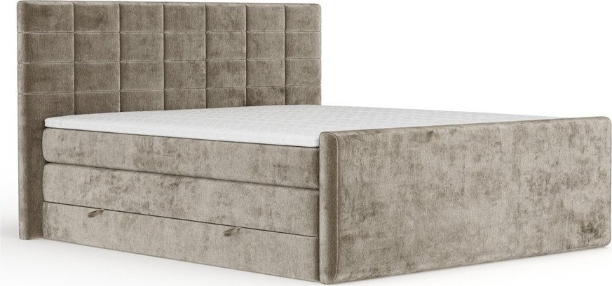 Světle hnědá boxspring postel s úložným prostorem 200x200 cm Ava – Maison de Rêve Maison de Reve