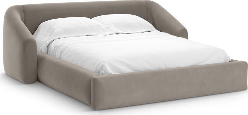 Světle hnědá čalouněná dvoulůžková postel s úložným prostorem s roštem 200x200 cm Campi – Cosmopolitan Design Cosmopolitan design