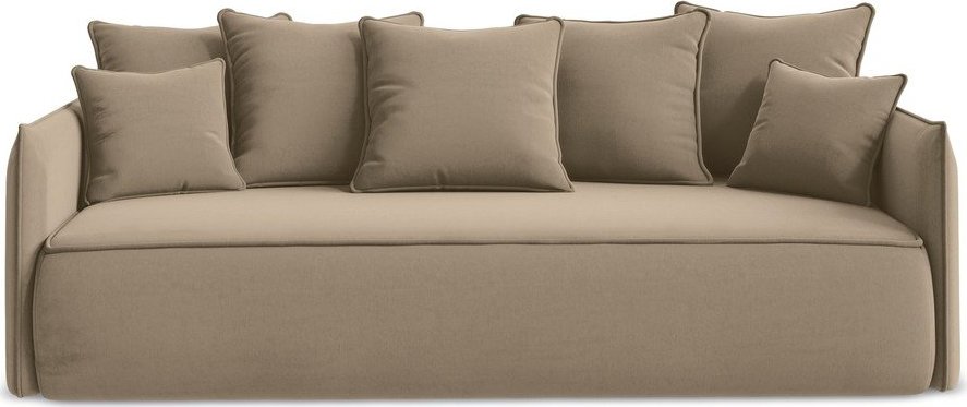 Světle hnědá sametová rozkládací/s úložným prostorem pohovka 225 cm Hula – Makamii Makamii