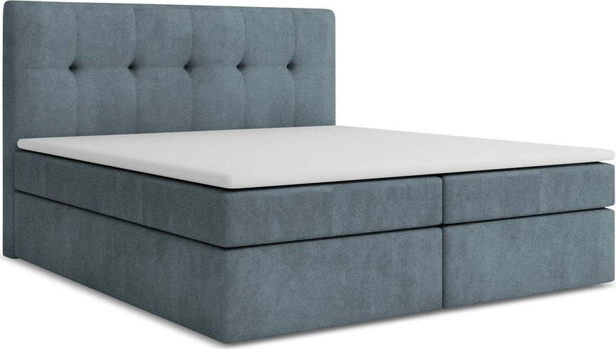 Světle modrá boxspring postel s úložným prostorem 160x200 cm Palta – Makamii Makamii