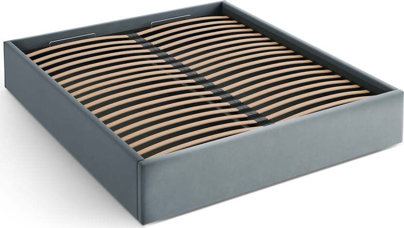 Světle modrá čalouněná dvoulůžková postel s úložným prostorem/bez čela s roštem 180x200 cm Susan – Micadoni Micadoni