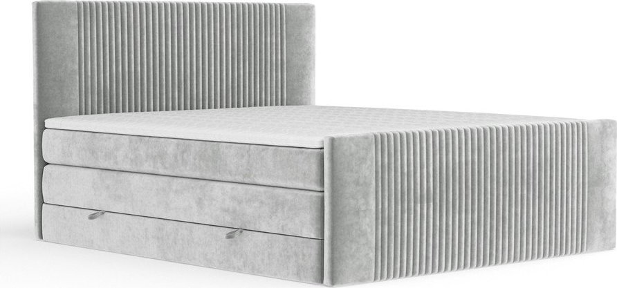 Světle šedá boxspring postel s úložným prostorem 200x200 cm Bergamo – Maison de Rêve Maison de Reve